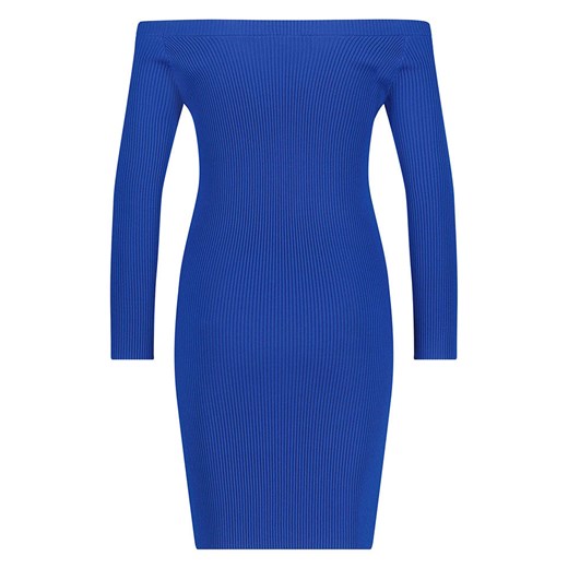 Steve Madden sukienka niebieska z długim rękawem dopasowana z dekoltem v 