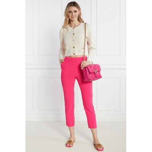 Pinko spodnie damskie różowe w stylu klasycznym z elastanu 