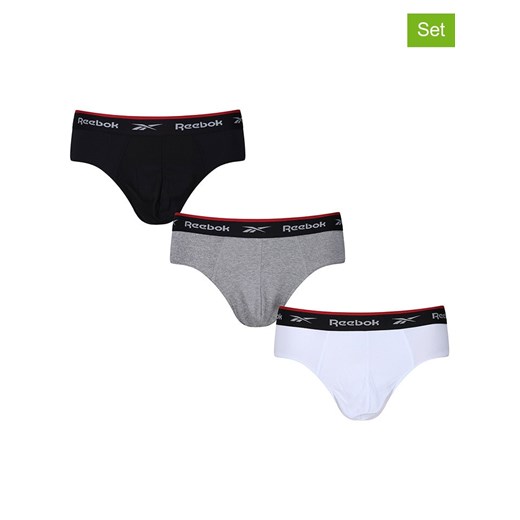 Reebok Slipy (3 pary) &quot;Wiggins&quot; w kolorze czarnym, szarym i białym ze sklepu Limango Polska w kategorii Majtki męskie - zdjęcie 167960679