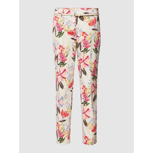 Spodnie materiałowe o kroju slim fit z kwiatowym wzorem ze sklepu Peek&Cloppenburg  w kategorii Spodnie damskie - zdjęcie 167963265
