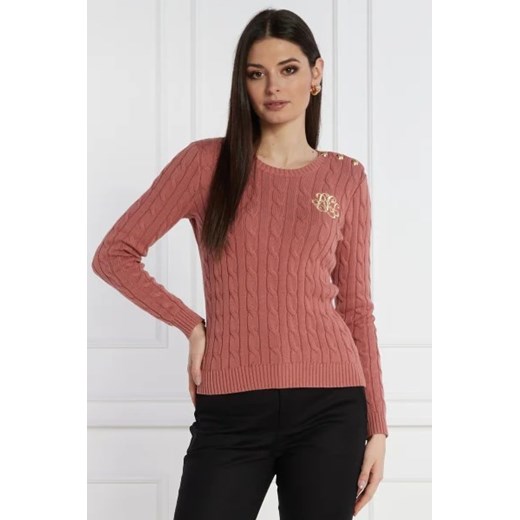 Różowy sweter damski Ralph Lauren z okrągłym dekoltem 