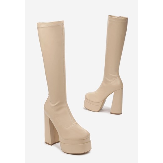 Beżowe Kozaki Poulin Renee 40 promocja renee.pl