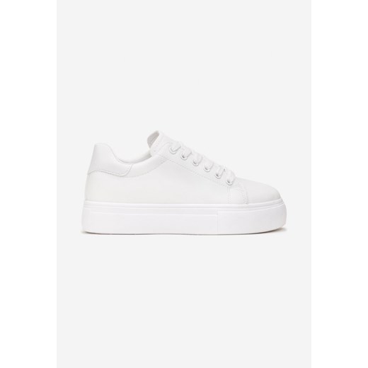 Białe Sznurowane Sneakersy z Cholewką przed Kostkę Narelina Renee 37 okazyjna cena renee.pl