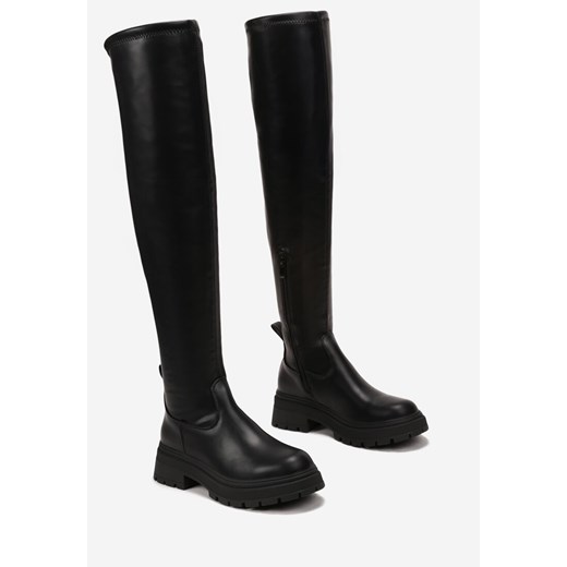 Czarne Kozaki Muszkieterki z Imitacji Skóry na Płaskiej Podeszwie Liridia Renee 36 wyprzedaż renee.pl