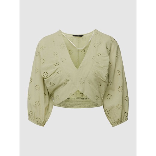Bluzka krótka z ażurowym wzorem model ‘MAJA’ ze sklepu Peek&Cloppenburg  w kategorii Bluzki damskie - zdjęcie 168084938