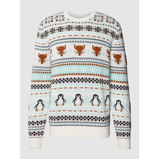 Sweter z dzianiny we wzory na całej powierzchni ze sklepu Peek&Cloppenburg  w kategorii Swetry męskie - zdjęcie 168090536