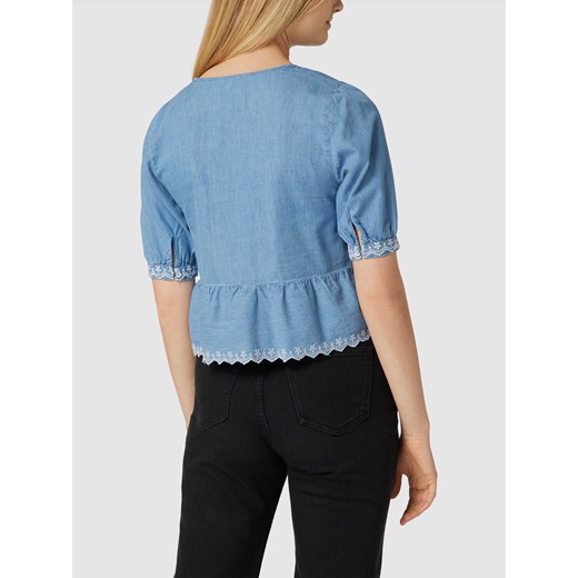 Bluzka jeansowa krótka z dekoltem w serek model ‘BERTA’ Pepe Jeans S wyprzedaż Peek&Cloppenburg 