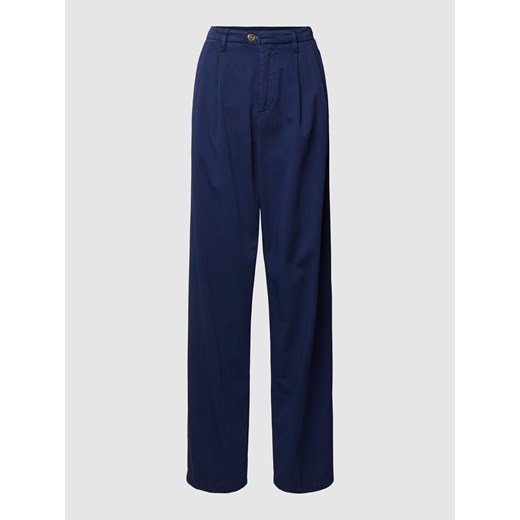 Spodnie z czystej bawełny z zakładkami w pasie ze sklepu Peek&Cloppenburg  w kategorii Spodnie damskie - zdjęcie 168099147