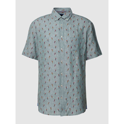 Koszula casualowa o kroju regular fit z lnu ze wzorem na całej powierzchni XXL promocyjna cena Peek&Cloppenburg 