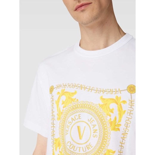 T-shirt męski Versace Jeans wielokolorowy w nadruki z krótkimi rękawami młodzieżowy 