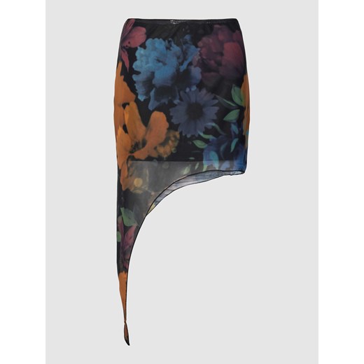 Spódnica mini asymetryczna z siateczki z kwiatowym wzorem Review S okazyjna cena Peek&Cloppenburg 