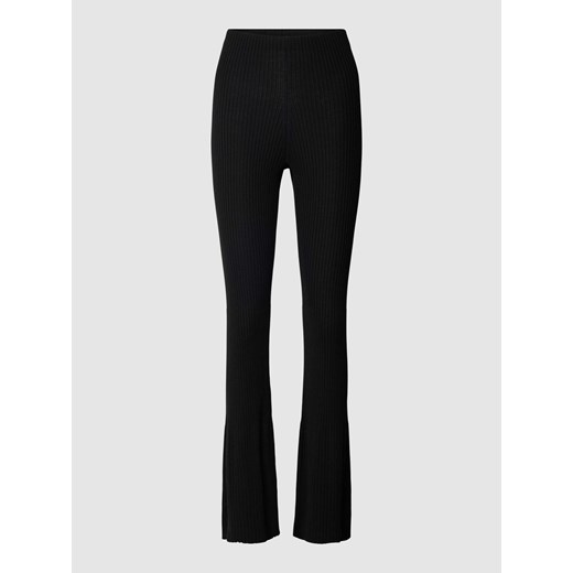 Spodnie rozszerzane z wełny z efektem prążkowania ze sklepu Peek&Cloppenburg  w kategorii Spodnie damskie - zdjęcie 168106209