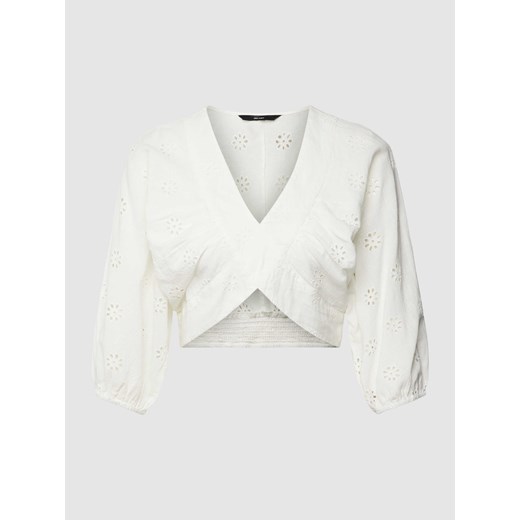 Bluzka krótka z ażurowym wzorem model ‘MAJA’ ze sklepu Peek&Cloppenburg  w kategorii Bluzki damskie - zdjęcie 168109279