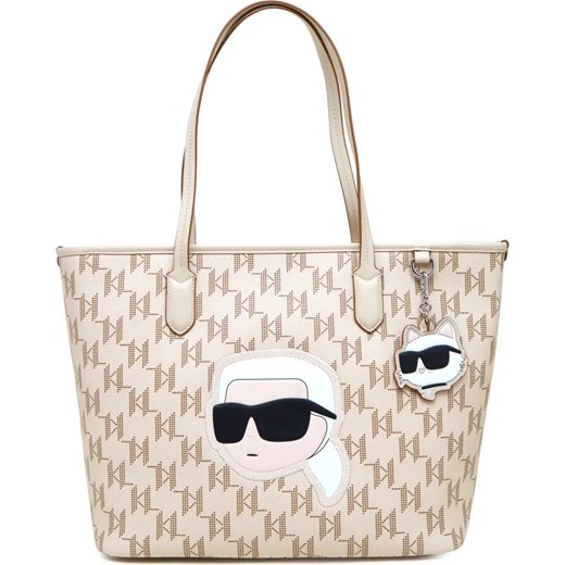 Shopper bag Karl Lagerfeld ze skóry ekologicznej na ramię bez dodatków 