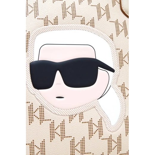 Beżowa shopper bag Karl Lagerfeld mieszcząca a5 ze skóry ekologicznej 