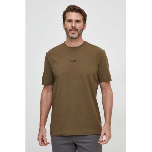 BOSS t-shirt BOSS ORANGE męski kolor zielony gładki 50473278 ze sklepu ANSWEAR.com w kategorii T-shirty męskie - zdjęcie 168120695
