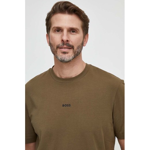 BOSS t-shirt BOSS ORANGE męski kolor zielony gładki XL ANSWEAR.com