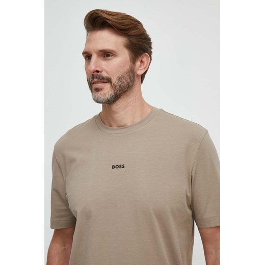 BOSS t-shirt BOSS ORANGE męski kolor brązowy gładki XXL ANSWEAR.com