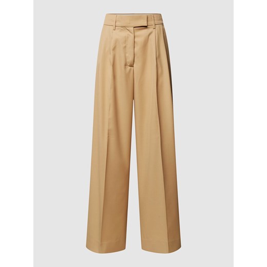 Spodnie z zakładkami w pasie o luźnym kroju z dodatkiem wełny ze sklepu Peek&Cloppenburg  w kategorii Spodnie damskie - zdjęcie 168121238