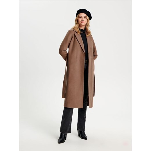 Sinsay - Płaszcz z paskiem - brązowy ze sklepu Sinsay w kategorii Płaszcze damskie - zdjęcie 168123739