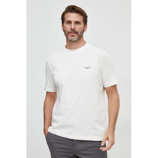 Marc O&apos;Polo t-shirt bawełniany męski kolor beżowy gładki ze sklepu ANSWEAR.com w kategorii T-shirty męskie - zdjęcie 168131247