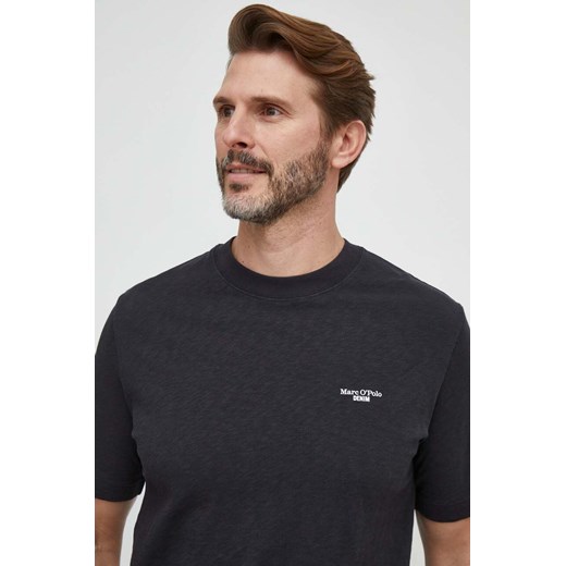 Marc O&apos;Polo t-shirt bawełniany męski kolor czarny gładki ze sklepu ANSWEAR.com w kategorii T-shirty męskie - zdjęcie 168131259