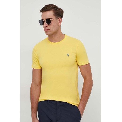 Polo Ralph Lauren t-shirt bawełniany kolor żółty ze sklepu ANSWEAR.com w kategorii T-shirty męskie - zdjęcie 168131508
