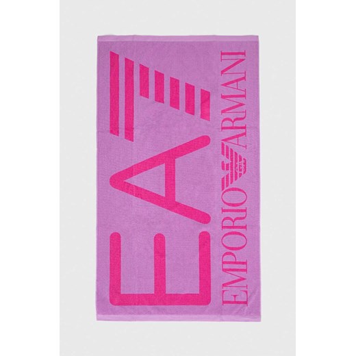 EA7 Emporio Armani ręcznik bawełniany 100 x 170 cm kolor fioletowy ze sklepu ANSWEAR.com w kategorii Ręczniki - zdjęcie 168131516