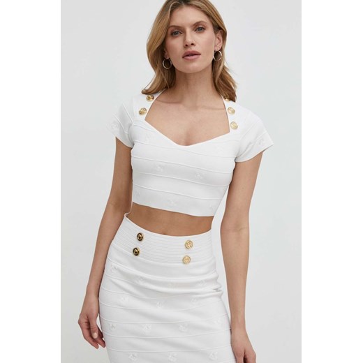 Pinko bluzka damska kolor biały z aplikacją 102882.A1LK ze sklepu ANSWEAR.com w kategorii Bluzki damskie - zdjęcie 168131528