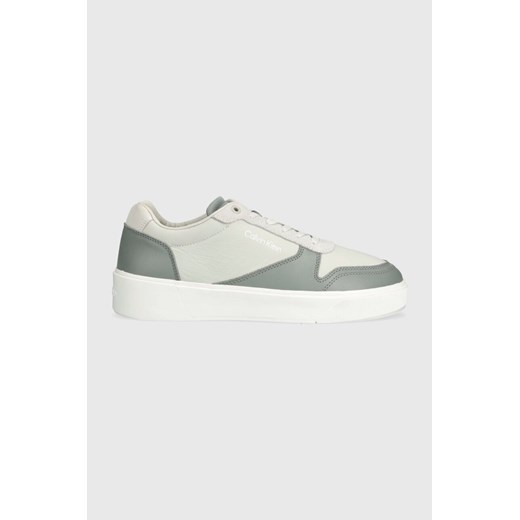 Calvin Klein sneakersy skórzane LOW TOP LACE UP BSKT kolor szary HM0HM01402 ze sklepu ANSWEAR.com w kategorii Buty sportowe męskie - zdjęcie 168131875