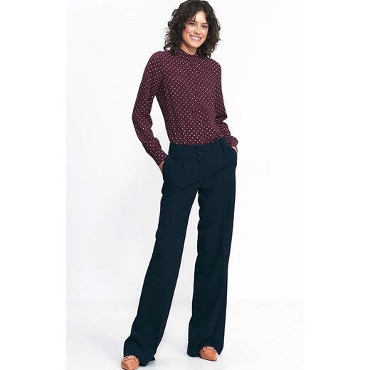 Granatowe spodnie damskie typu wide leg SD81, Kolor granatowy, Rozmiar 36, Nife ze sklepu Primodo w kategorii Spodnie damskie - zdjęcie 168135549