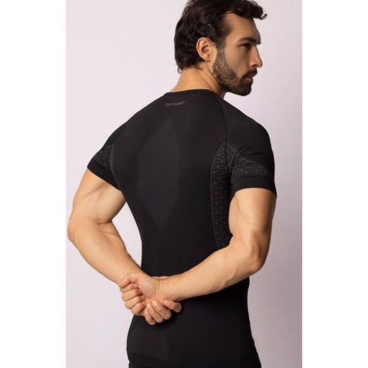 Termoaktywna koszulka męska z krótkim rękawem czarno-szara Breeze, Kolor czarno-szary, Rozmiar L, Spaio ze sklepu Primodo w kategorii T-shirty męskie - zdjęcie 168135608