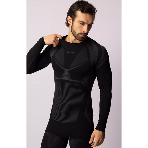 Termoaktywna koszulka męska z długim rękawem czarno-szara Confidence, Kolor czarno-szary, Rozmiar L, Spaio ze sklepu Primodo w kategorii Bielizna termoaktywna męska - zdjęcie 168135616