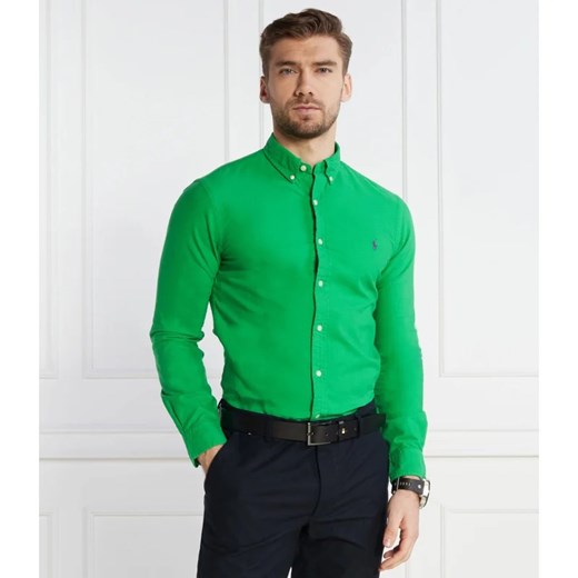 Zielona koszula męska Polo Ralph Lauren z bawełny z długim rękawem 