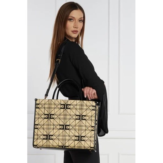 Shopper bag Elisabetta Franchi na ramię z nadrukiem 