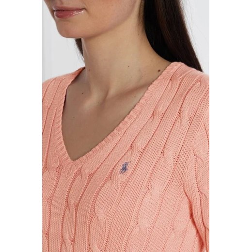 Sweter damski Polo Ralph Lauren z okrągłym dekoltem różowy bawełniany 