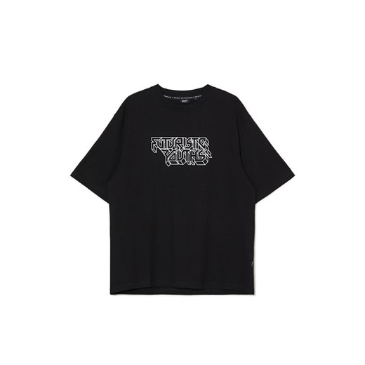 Cropp - Czarna koszulka z napisem - czarny ze sklepu Cropp w kategorii T-shirty męskie - zdjęcie 168138028
