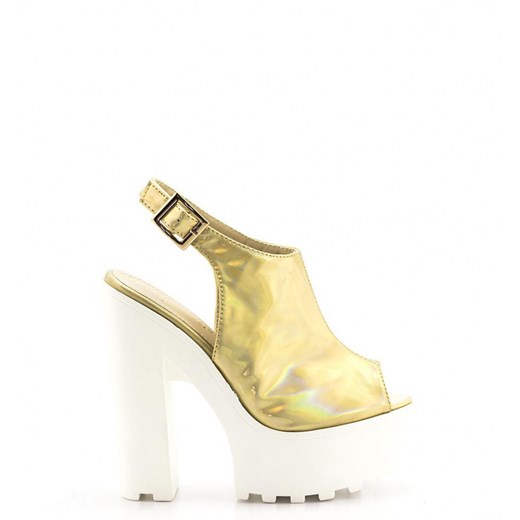 Złote Sandały Gold Fashionable Sandals born2be-pl zolty sandały