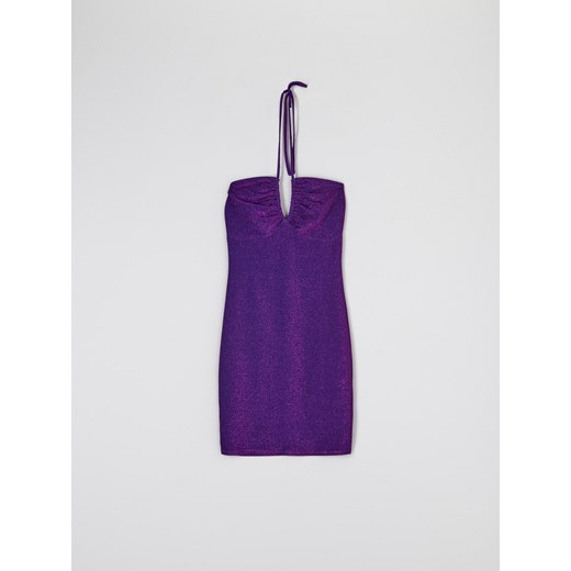 Sinsay - Sukienka mini z wiązaniem - fioletowy Sinsay XL Sinsay