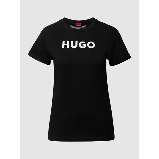 T-shirt z nadrukiem z logo model ‘The HUGO Tee’ ze sklepu Peek&Cloppenburg  w kategorii Bluzki damskie - zdjęcie 168149679