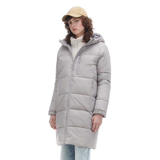 Cropp - Beżowy pikowany płaszcz z kapturem - beżowy ze sklepu Cropp w kategorii Płaszcze damskie - zdjęcie 168151788