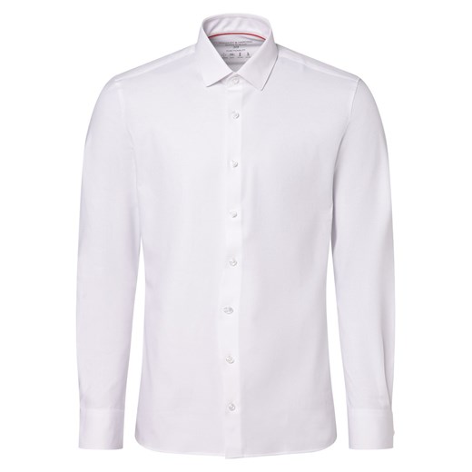 Finshley & Harding Koszula męska Mężczyźni Super Slim Fit Bawełna biały jednolity ze sklepu vangraaf w kategorii Koszule męskie - zdjęcie 168153187