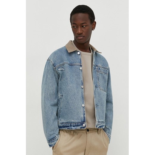 Abercrombie &amp; Fitch kurtka jeansowa męska kolor niebieski przejściowa ze sklepu ANSWEAR.com w kategorii Kurtki męskie - zdjęcie 168154388