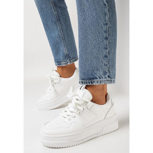 Białe Sneakersy na Platformie z Szerokimi Sznurówkami Ferinal ze sklepu born2be.pl w kategorii Buty sportowe damskie - zdjęcie 168156515