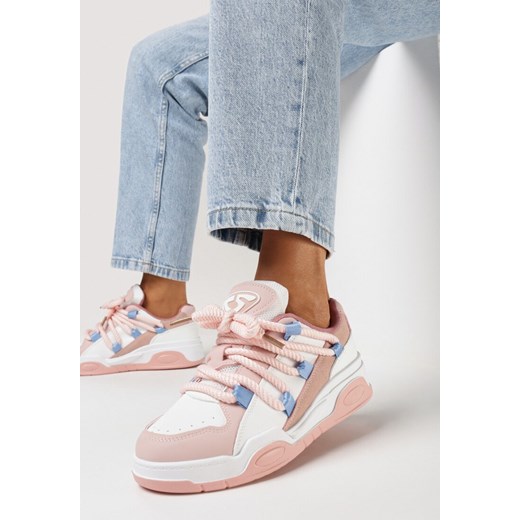 Różowe Sneakersy z Ekoskóry na Płaskiej Podeszwie z Grubymi Sznurówkami Rilirea ze sklepu born2be.pl w kategorii Buty sportowe damskie - zdjęcie 168156879