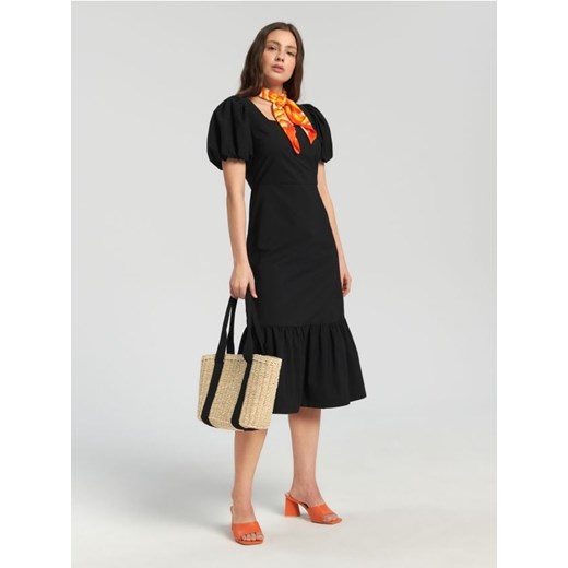 Sinsay - Sukienka midi z falbanami - czarny ze sklepu Sinsay w kategorii Sukienki - zdjęcie 168157735