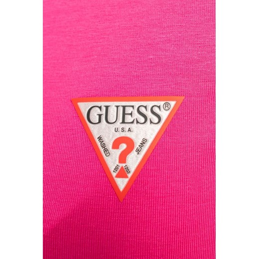 Bluzka damska Guess z krótkimi rękawami z okrągłym dekoltem różowa 