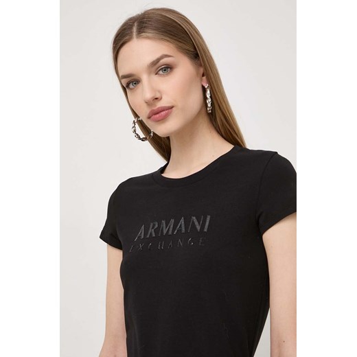 Bluzka damska Armani Exchange młodzieżowa z okrągłym dekoltem 