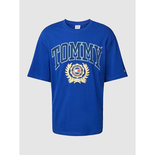 T-shirt z bawełny z detalami z logo Tommy Jeans XL Peek&Cloppenburg  okazyjna cena