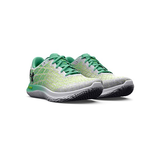 Buty sportowe damskie Under Armour do biegania sznurowane zielone na płaskiej podeszwie 